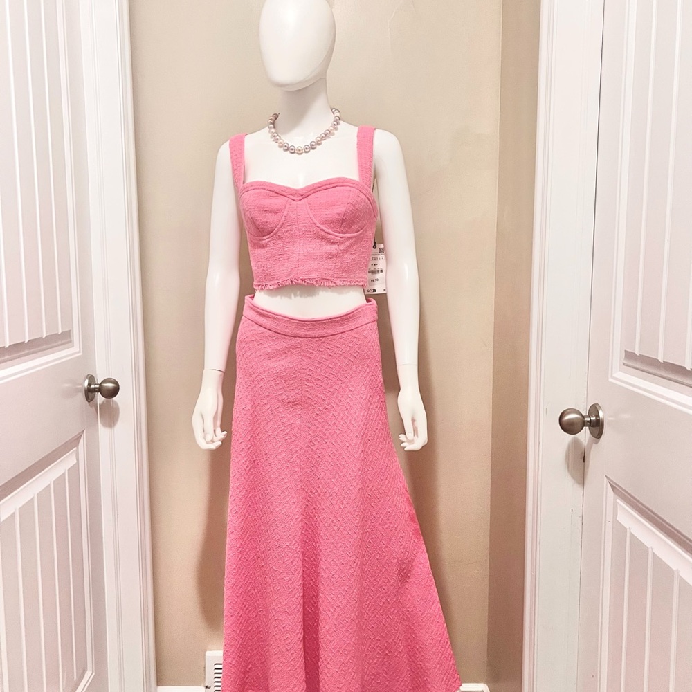 Zara Pink Maxi A-Line Skirt Set for Prom